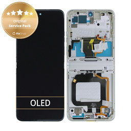 Motorola Razr 40 - LCD Display + Touchscreen Front Glas + Rahmen (Vanilla Cream) - 5D68C22835 Genuine Service Pack