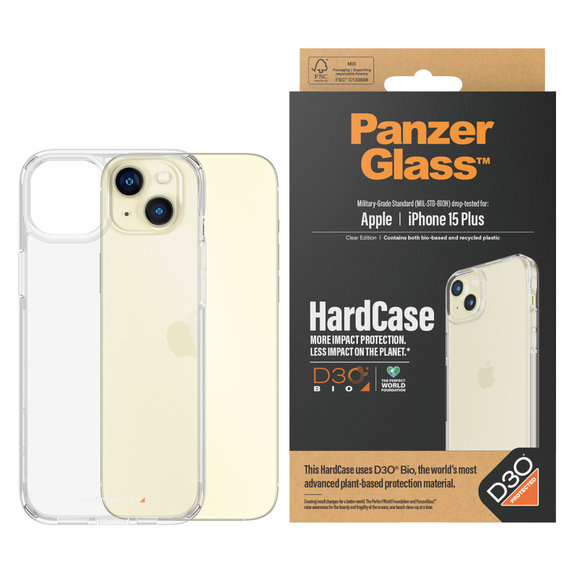 Hülle HardCase D3O für iPhone 15 Plus, Transparent, PanzerGlass