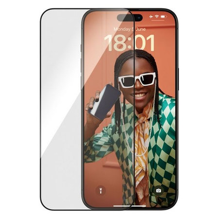 PanzerGlass - Gehärtetes Glas Re:fresh UWF mit aplikator für iPhone 15 Pro Max, schwarz