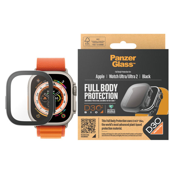 Panzerglas Full Body D3O für Apple Watch Ultra/Ultra 2, Schwarz, PanzerGlass