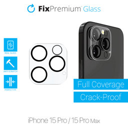 FixPremium Glass - Gehärtetes Glas für die rückwärtige Kameralinse für iPhone 15 Pro und 15 Pro Max