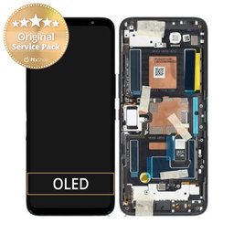 Asus ROG Phone 6 AI2201_C, 6 Pro AI2201_D - LCD Display + Touchscreen Front Glas + Rahmen (Phantom Black) - 90AI00B5-R20020 Genuine Service Pack