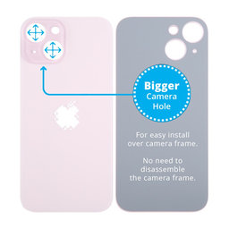 Apple iPhone 15 - Backcover Glas Vergrössertes Ringloch für die Kamera (Pink)
