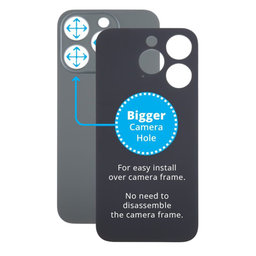 Apple iPhone 15 Pro - Backcover Glas Vergrössertes Ringloch für die Kamera (Black Titanium)