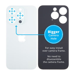 Apple iPhone 15 Pro - Backcover Glas Vergrössertes Ringloch für die Kamera (White Titanium)
