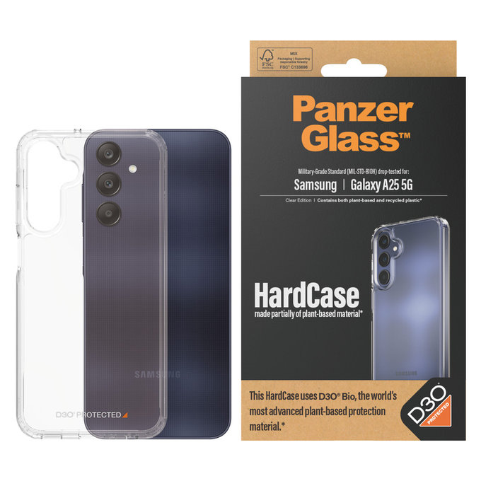 Hülle HardCase D3O für Samsung Galaxy A25 5G, Transparent, PanzerGlass