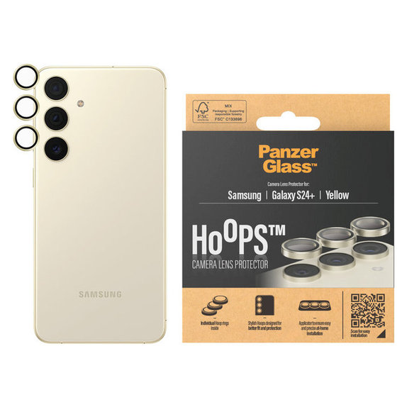 Kameraobjektivschutz Hoops für Samsung Galaxy S24+, Gelb, PanzerGlass