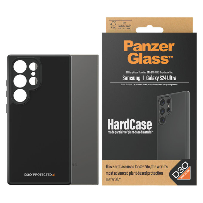 Hülle HardCase D3O für Samsung Galaxy S24 Ultra, Schwarz, PanzerGlass