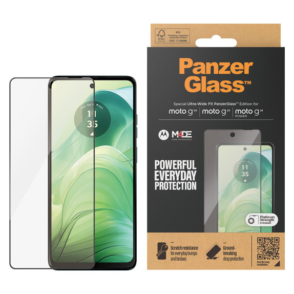 Panzerglas UWF für Motorola Moto G04/E14/G24 Power, Schwarz, PanzerGlass