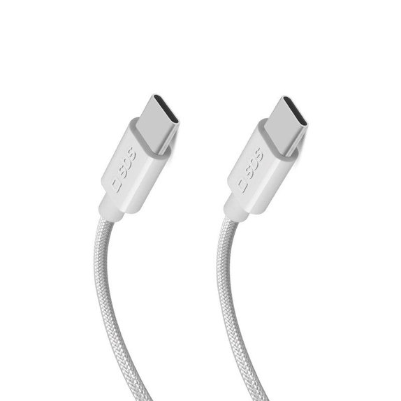 SBS - Geflochtenes Kabel USB-C/USB-C, PD, 60W, 2m, weiß