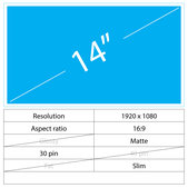 14 LCD Slim Matte 30 pin-Full HD Ohne Griffe