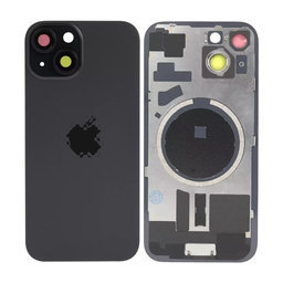 Apple iPhone 15 - Rückgehäuseglas + Kameraglas + Metallplatte + Magsafe-Magnet (Black)