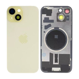 Apple iPhone 15 - Rückgehäuseglas + Kameraglas + Metallplatte + Magsafe-Magnet (Yellow)
