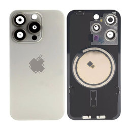Apple iPhone 15 Pro - Rückgehäuseglas + Kameraglas + Metallplatte + Magsafe-Magnet (Natural Titanium)