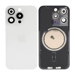 Apple iPhone 15 Pro - Rückgehäuseglas + Kameraglas + Metallplatte + Magsafe-Magnet (White Titanium)