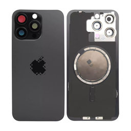 Apple iPhone 15 Pro Max - Rückgehäuseglas + Kameraglas + Metallplatte + Magsafe-Magnet (Black Titanium)