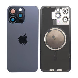 Apple iPhone 15 Pro Max - Rückgehäuseglas + Kameraglas + Metallplatte + Magsafe-Magnet (Blue Titanium)