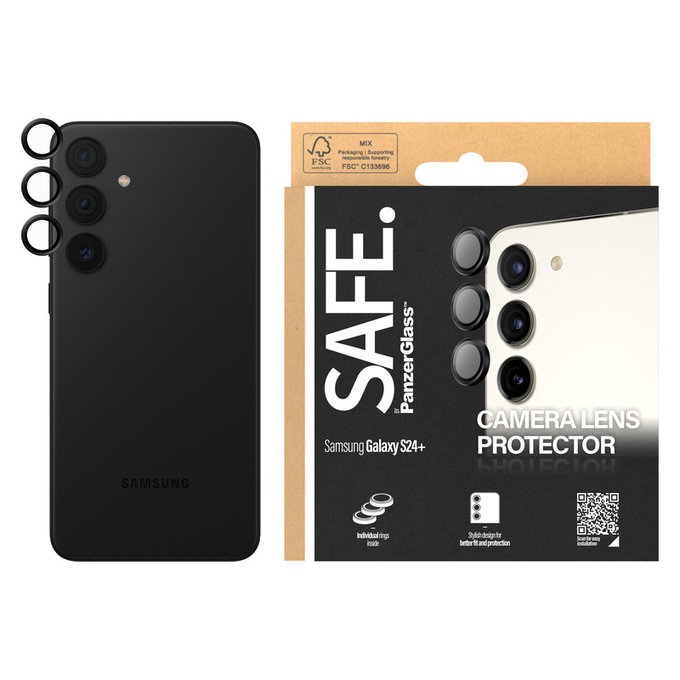 Kameraobjektivschutz für Samsung Galaxy S24+, Schwarz, SAFE by PanzerGlass