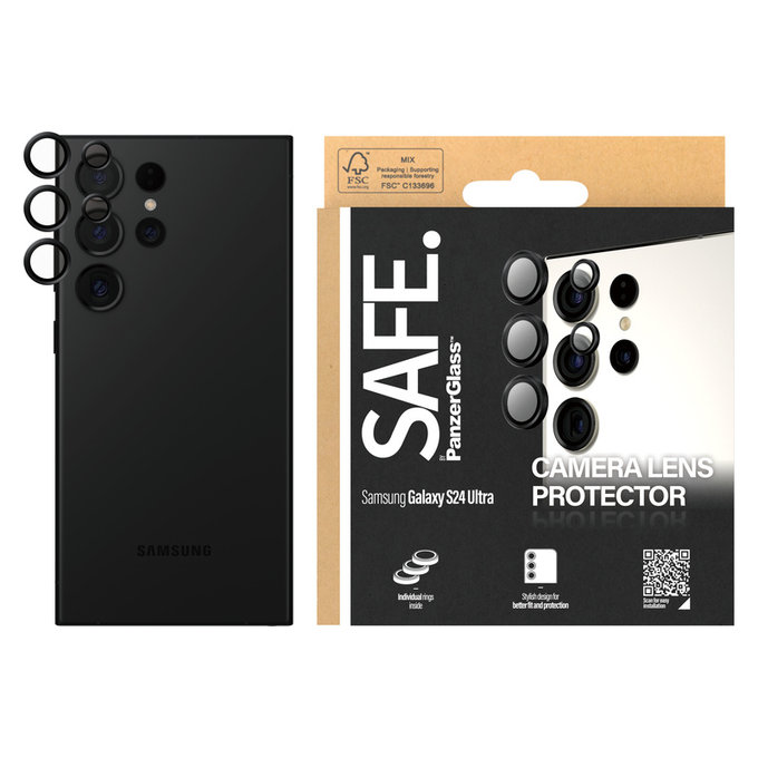Kameraobjektivschutz für Samsung Galaxy S24 Ultra, Schwarz, SAFE by PanzerGlass