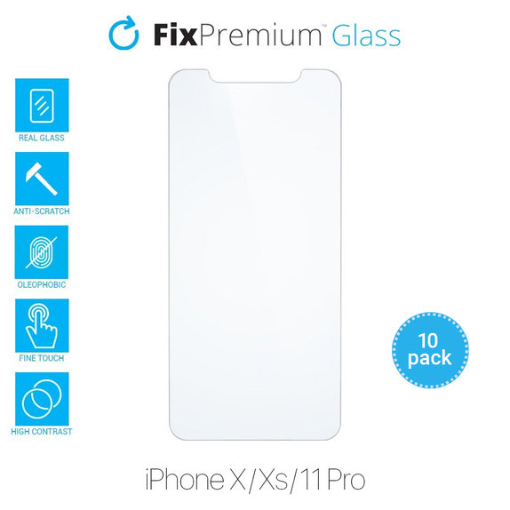 FixPremium Glass - Gehärtetes Glas für iPhone X, XS und 11 Pro (10 Pack)