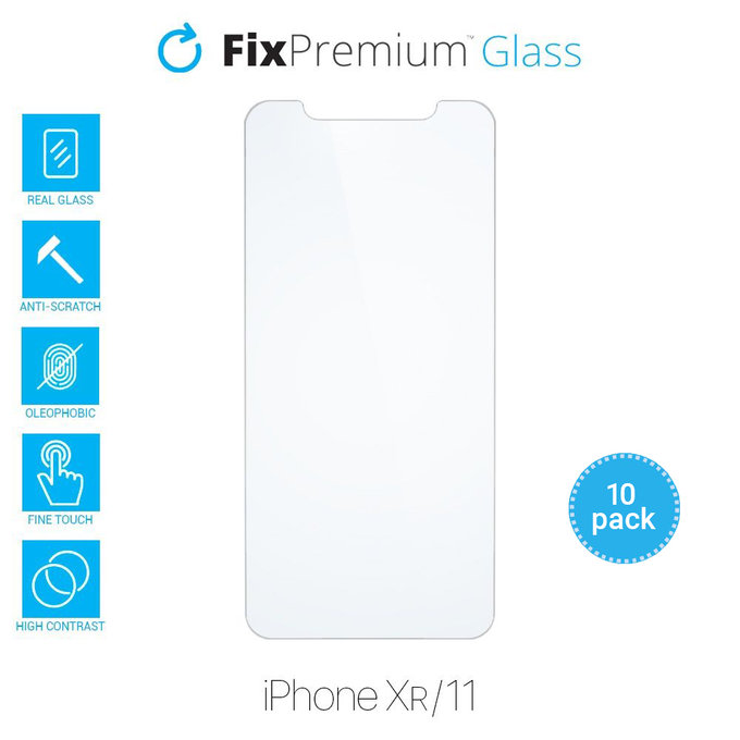 FixPremium Glass - Gehärtetes Glas für iPhone XR und 11 (10 Pack)