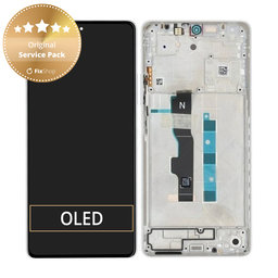 Xiaomi Redmi Note 13 5G 2312DRAABC - LCD Display + Touchscreen Front Glas + Rahmen (Arctic White) - 5600040N1700 Genuine Service Pack