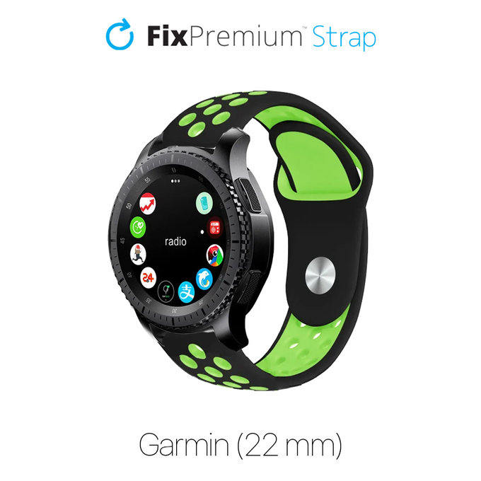FixPremium - Silikon-Sportarmband für Garmin (22mm), schwarz