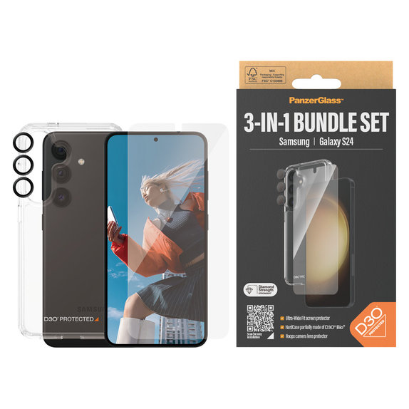 Bundle Hoops + Panzerglas UWF + Hard Case D3O für Samsung Galaxy S24, PanzerGlass