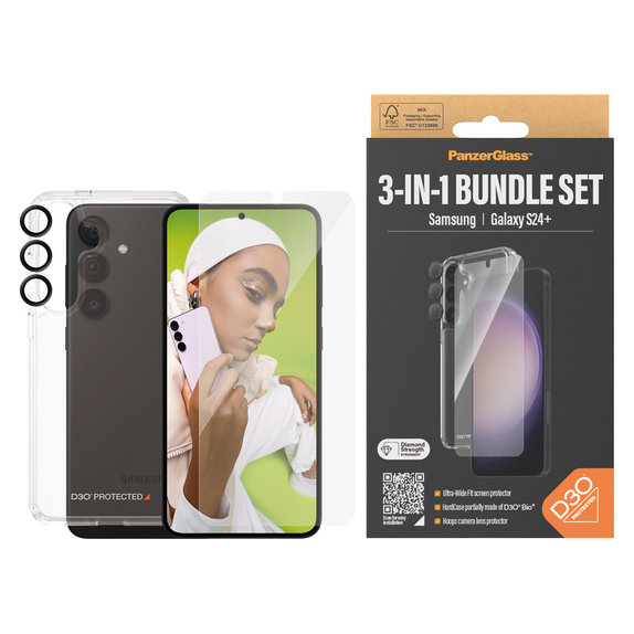 Bundle Hoops + Panzerglas UWF + Hard Case D3O für Samsung Galaxy S24+, PanzerGlass