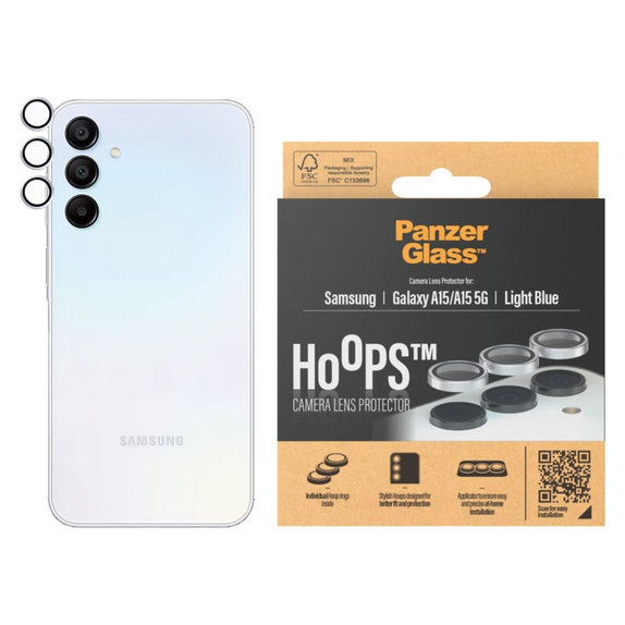 Kameralinsenschutz Hoops für Samsung A15/A15 5G, Hellblau, PanzerGlass
