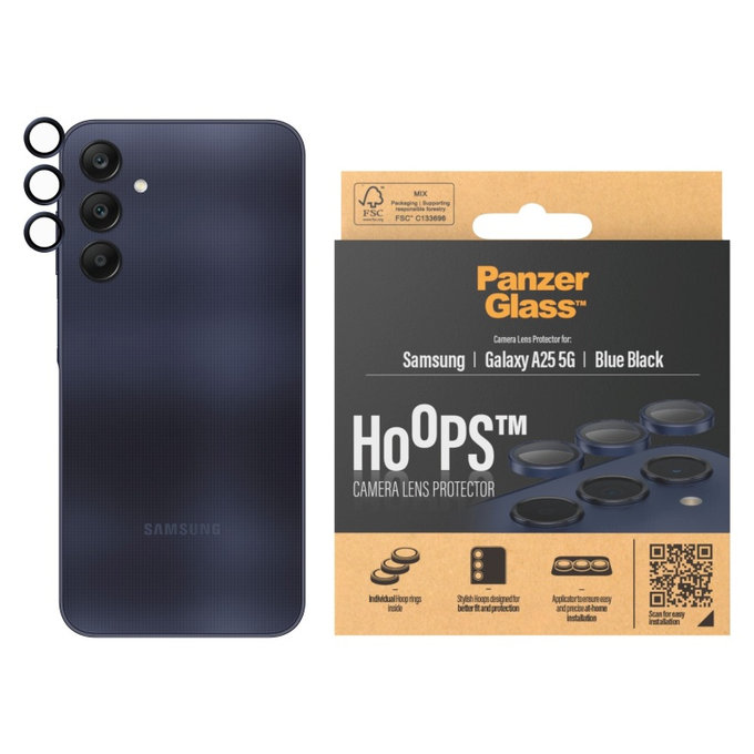 Kameralinsenschutz Hoops für Samsung A25 5G, Blau/Schwarz, PanzerGlass