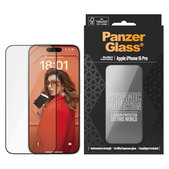 Schutzglas UWF Ceramic mit Applikator für iPhone 15 Pro, Schwarz, PanzerGlass