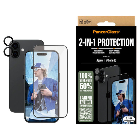 Bundle Hoops + UWF Schutzglas für iPhone 16, PanzerGlass