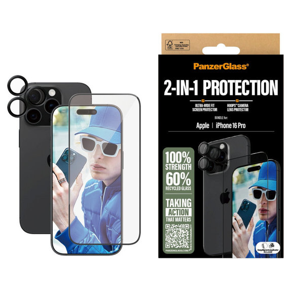 Bundle Hoops + UWF Schutzglas für iPhone 16 Pro, PanzerGlass