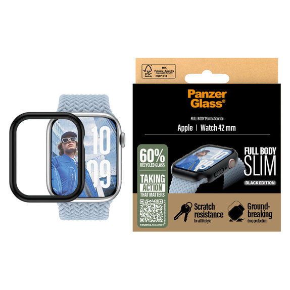 Panzerglas Full Body Slim für Apple Watch 11/10 42 mm, Schwarz, PanzerGlass