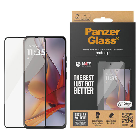 Panzerglas UWF für Motorola Moto G75 5G, Schwarz, PanzerGlass
