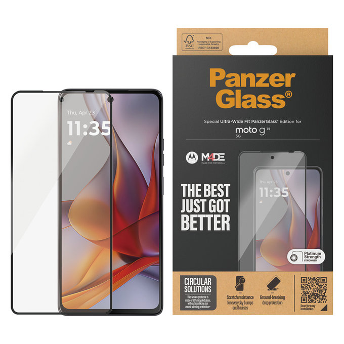 Panzerglas UWF für Motorola Moto G75 5G, Schwarz, PanzerGlass