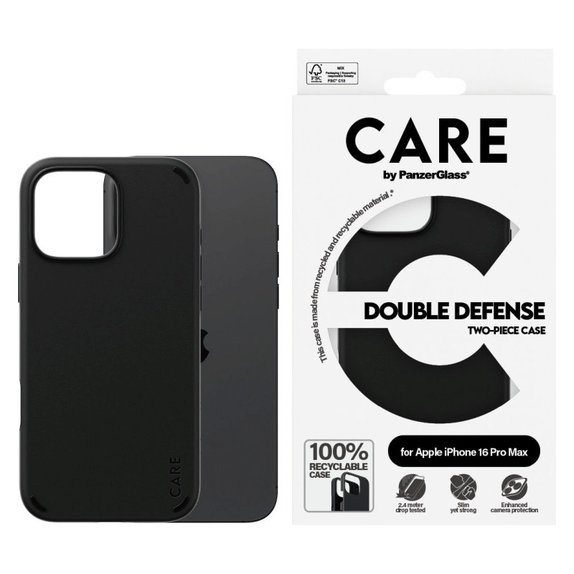 Double Defense Hülle für iPhone 16 Pro Max, Schwarz, CARE