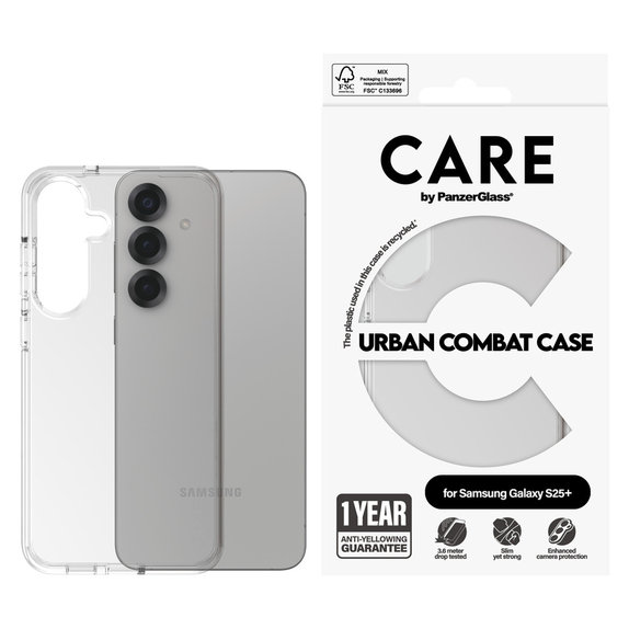 Hülle Urban Combat für Samsung Galaxy S25+, Transparent, PanzerGlass