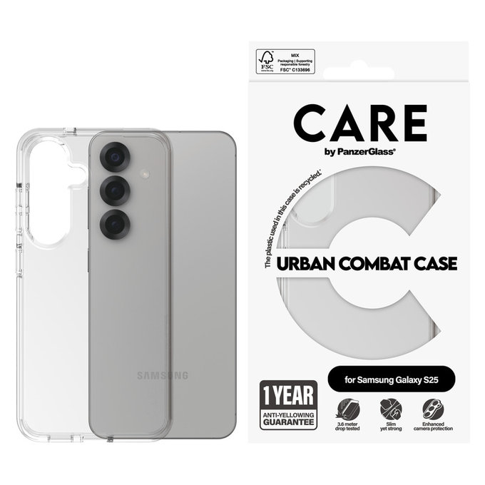 Hülle Urban Combat für Samsung Galaxy S25, Transparent, PanzerGlass