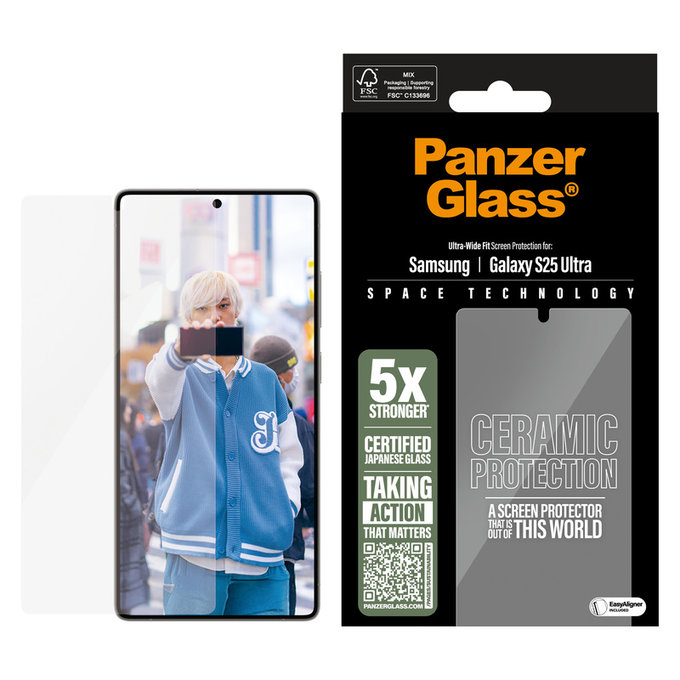 Panzerglas UWF Ceramic mit Applikator für Samsung Galaxy S25 Ultra, Klar, PanzerGlass