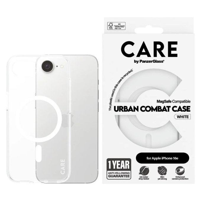Urban Combat Hülle mit MagSafe für iPhone 17e/16e, Weiß, CARE