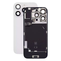 Apple iPhone 16 Pro - Rückgehäuseglas + Kameraglas + Metallplatte + Magsafe-Magnet (White Titanium)