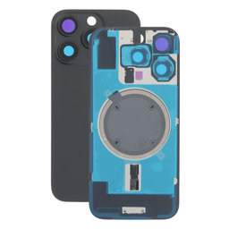 Apple iPhone 16 Pro - Rückgehäuseglas + Kameraglas + Metallplatte + Magsafe-Magnet (Black Titanium)