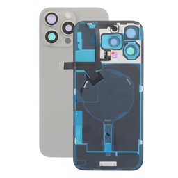 Apple iPhone 16 Pro Max - Rückgehäuseglas + Kameraglas + Metallplatte + Magsafe-Magnet (Natural Titanium)