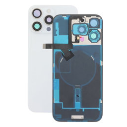 Apple iPhone 16 Pro Max - Rückgehäuseglas + Kameraglas + Metallplatte + Magsafe-Magnet (White Titanium)