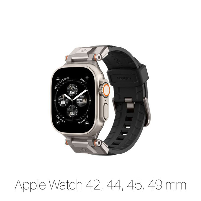 Spigen - Armband Durapro Armor PU für Apple Watch (42, 44, 45, 49mm), schwarz