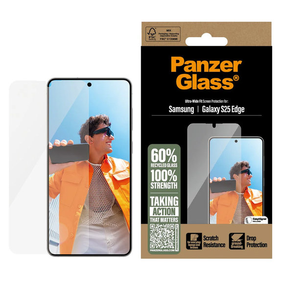 Panzerglas UWF mit Applikator für Samsung Galaxy S25 Edge, Klar, PanzerGlass