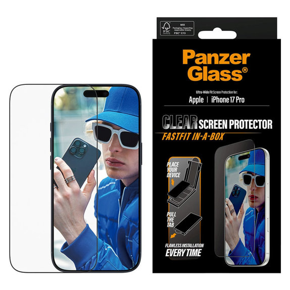 UWF Panzerglas mit Fastfit für iPhone 17 Pro, Schwarz, PanzerGlass