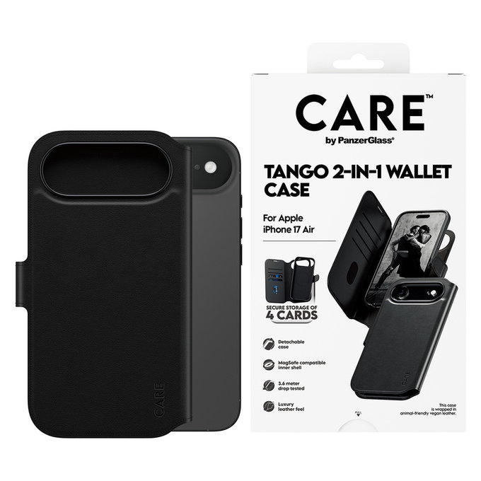 Hülle Wallet Tango Two-In-One mit MagSAFE by PanzerGlass für iPhone Air, Schwarz, PanzerGlass